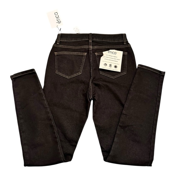 Etica Women's Skinny Leg Black Jeans Natural & Organic Fibers SZ 2 New With Tags - Picture 4 of 10